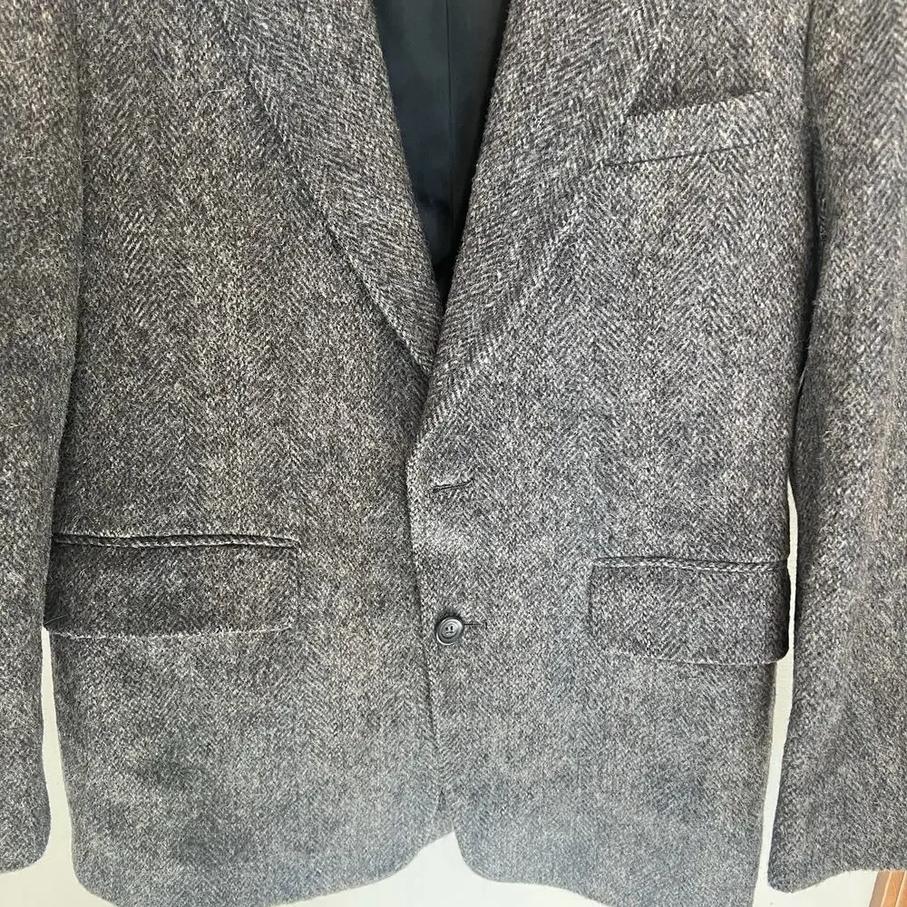 Vintage Bruce Hulme Savile Row Wool Herringbone Sport Coat Blazer USA Mens M Ivy